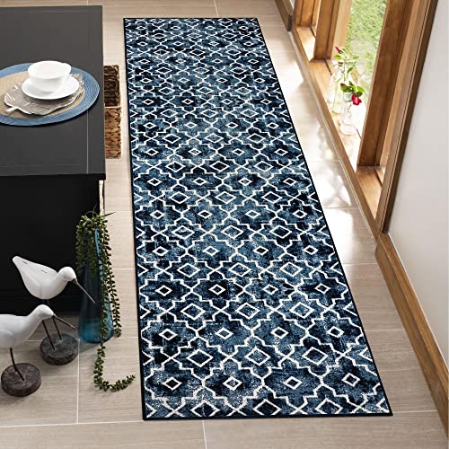 Wonnitar Moroccan Washable Runner Rug - 2X8 Post Blue Runner Rugs For Bedroom Non-Slip Hallway Rug Runner,Distressed Soft Bathroom Long Carpet Runner For Entryway Kitchen Dining Room #TOP25