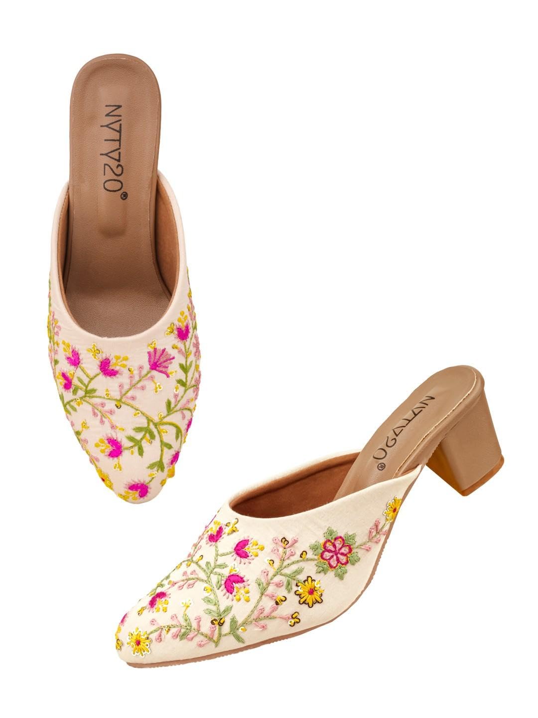 “Women’s Cream Embroidery Hill Jutti – Handcrafted Ethnic Slip-On Flats with Elegant Detailing & Comfortable Cushioned Sole”-image-48