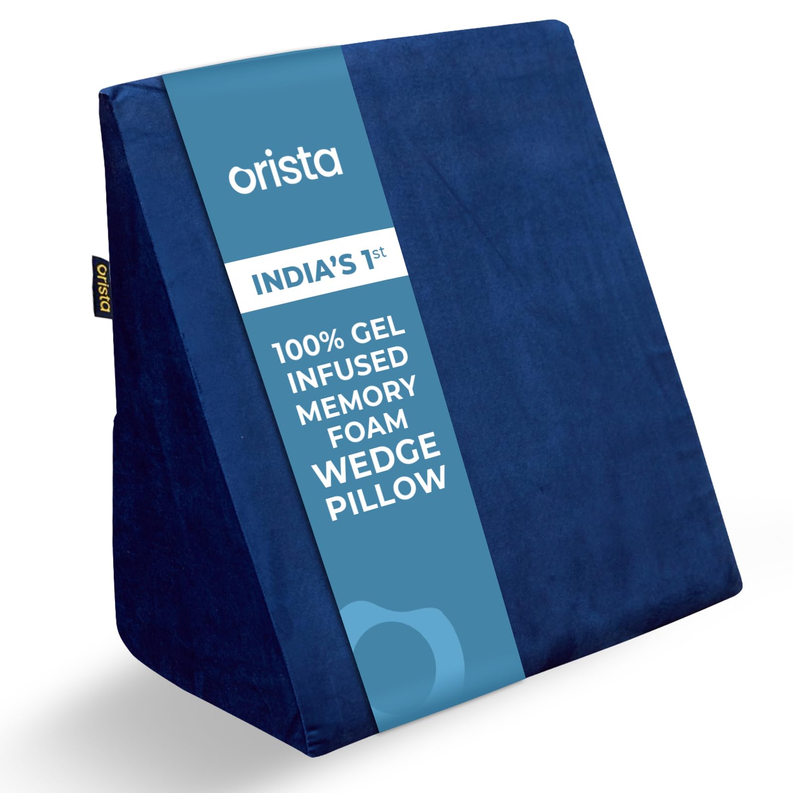 Orista™ Wedge Pillow Made with Advance Gel Blended Memory Foam Complete Back Support, Acid Reflux, Anti Snoring, Leg Elevation, Improves Comfort and Posture | 20 x 20 x 10 Inch | Blue Velvet Cover-image-32