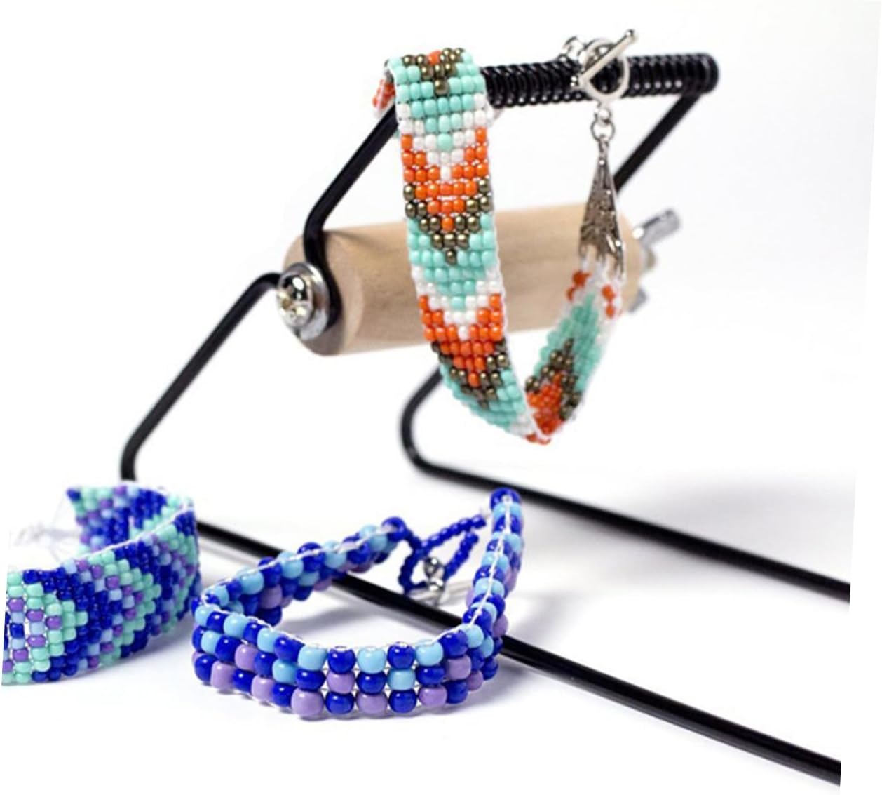 Beading Loom for DIY Bracelet Making Tool Metal Wooden Frame