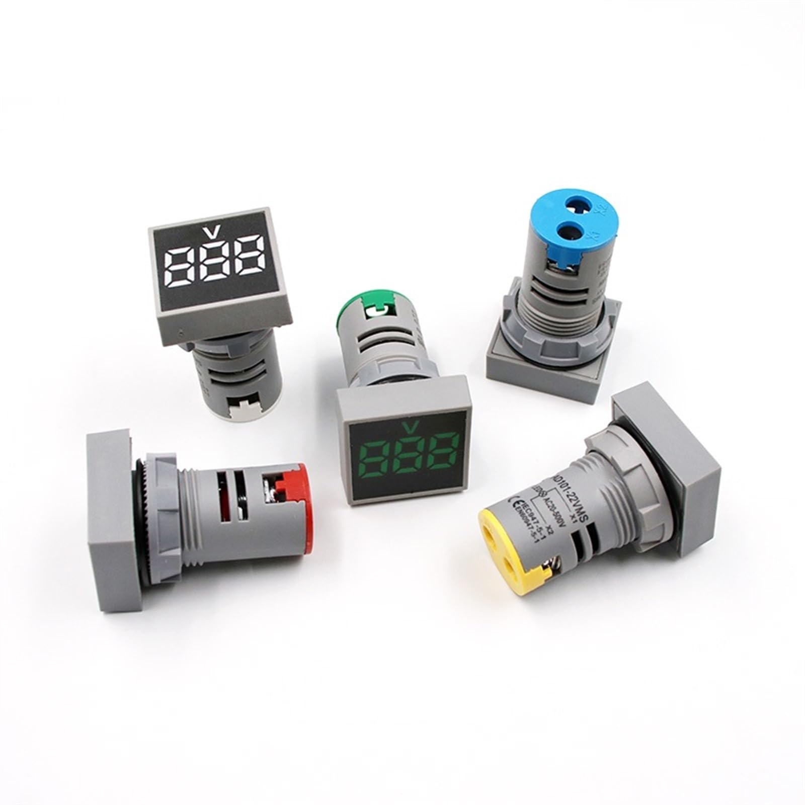 Voltímetro LED Amperímetro Digital, Pantalla Digital Redonda Voltaje CA Corriente 2 En 1 Luz De Indicación De Señal Integrada 500 V 100 A (azul