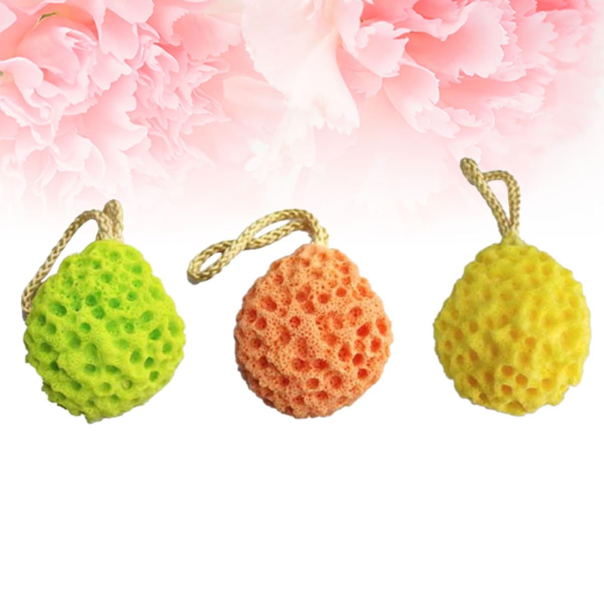 FRCOLOR 9piezas Esponjas Exfoliantes De Con Cuerda Colgante Accesorios Para Adultos y Verde Para Limpieza y Masaje Casa Hotel o