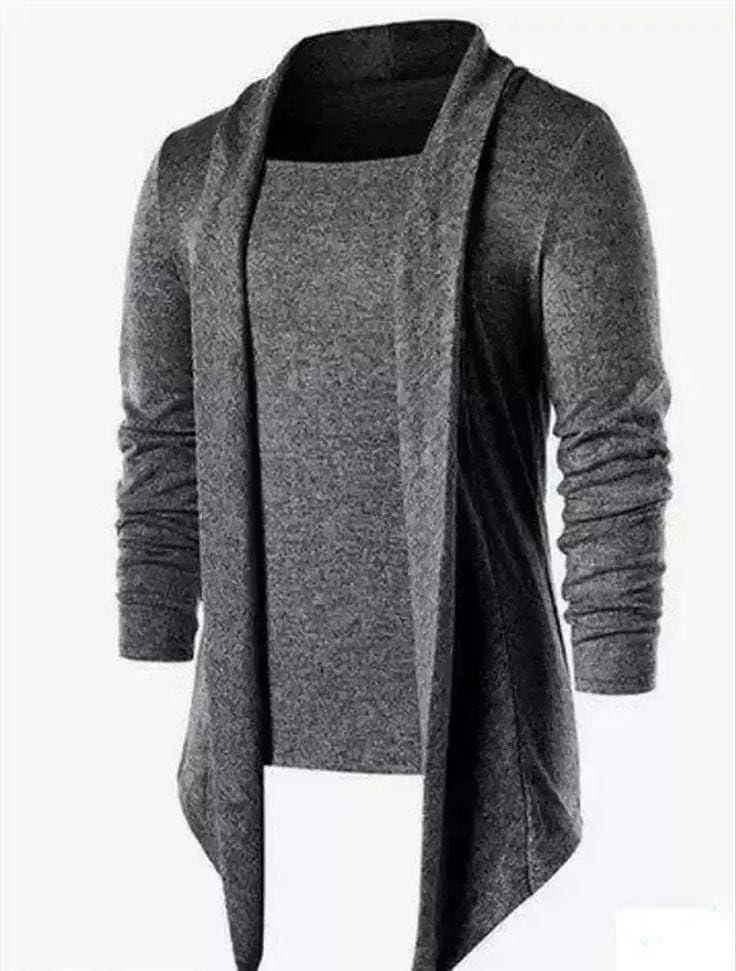 Men's Casual Slim Fit Cardigan Pullover, 2-in-1 Shirt, Long Sleeve, Spring/Autumn-image-36