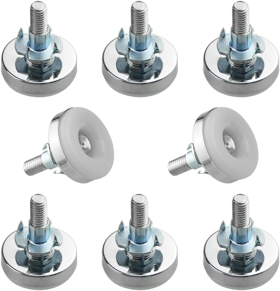 TOVOT M8×1.25 Furniture Leveling Feet 8-Pack Adjustable Table Feet Screw on Furniture Levelers（35×41mm）