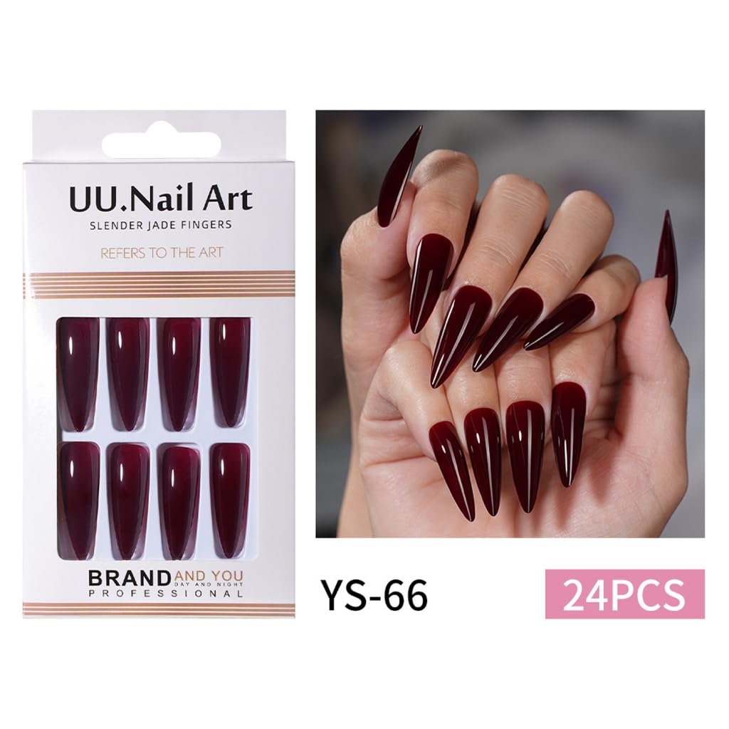 Presses On Nails Almond Shape Color Artificial Nails ABS Design for Extended Wear and Easy Application