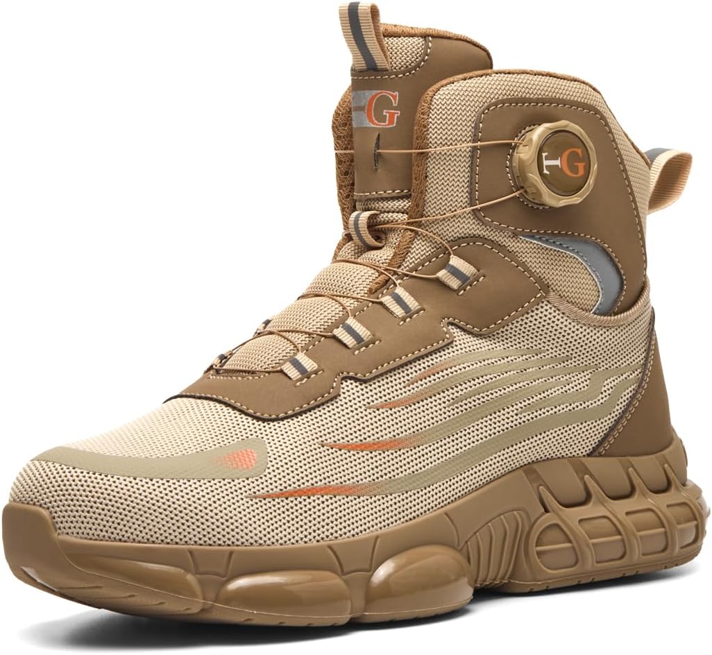 MellowMiles Steel Toe Work Shoes for Men, CE Certified Safety Sneakers for Kitchen Restaurant Construction, Kevlar Puncture Resistant Lightweight Slip Resistant Shoes, Breathable Mid-Top Boots