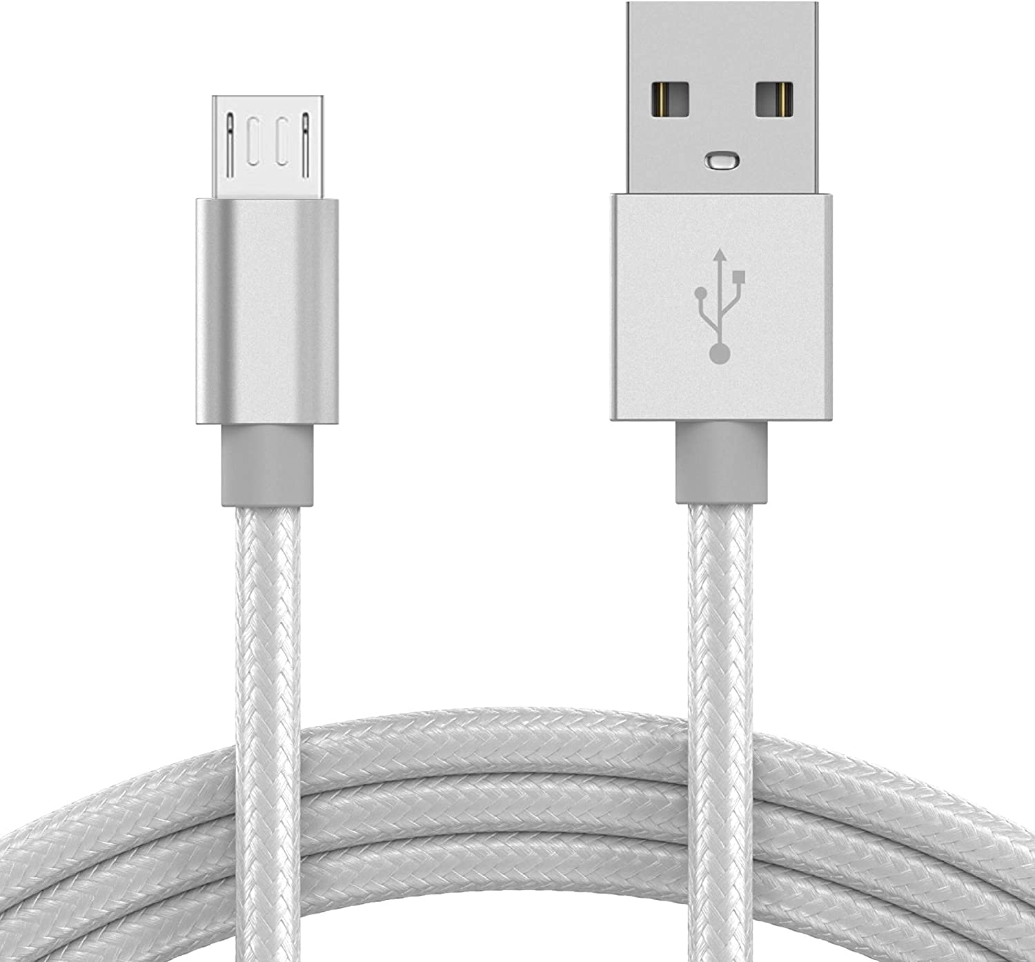 Fast Charging Cable for Samsung Galaxy A10 A10s A03 Core / J1 / J2 / J3 / J4 J4 Plus / J5 / J6 J6 Plus / J7 Prime / S7 S7 EDGE / S6 S6 EDGE / S5 S5 NEO S4 S3 S2 A7 A6 Micro USB (SILVER)