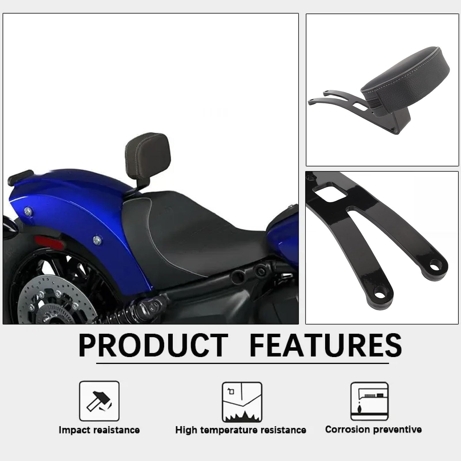Ausla Schienale per Moto Schienale per Pilota Anteriore con Struttura in Metallo e Supporto in Schiuma Ad Alta densità in Pelle Sintetica Facile Installazione per Motociclisti Indian Super Sport