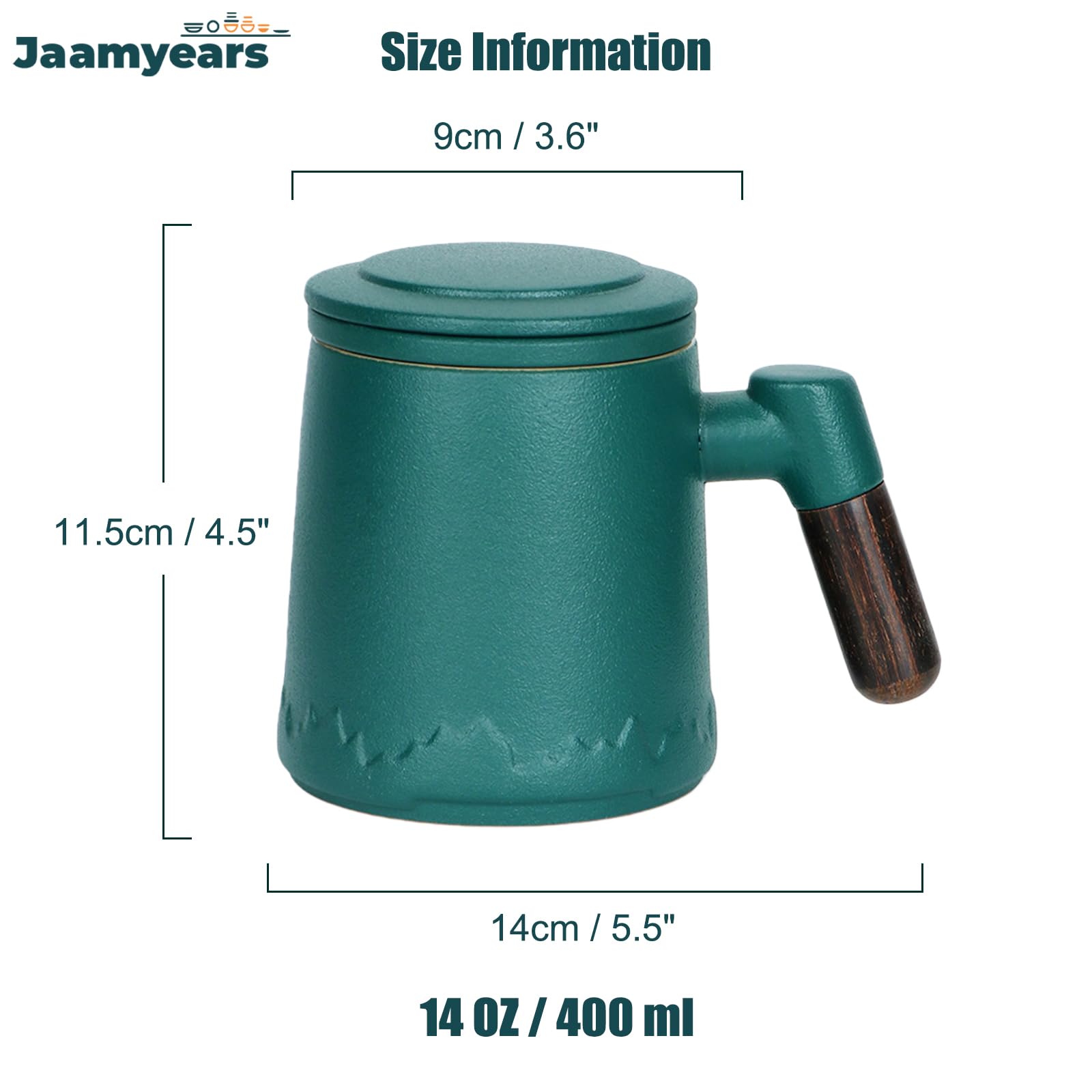 Taza de té con infusor y tapa, taza de té de cerámica de hojas sueltas, capacidad de 400 ml para preparar café y té