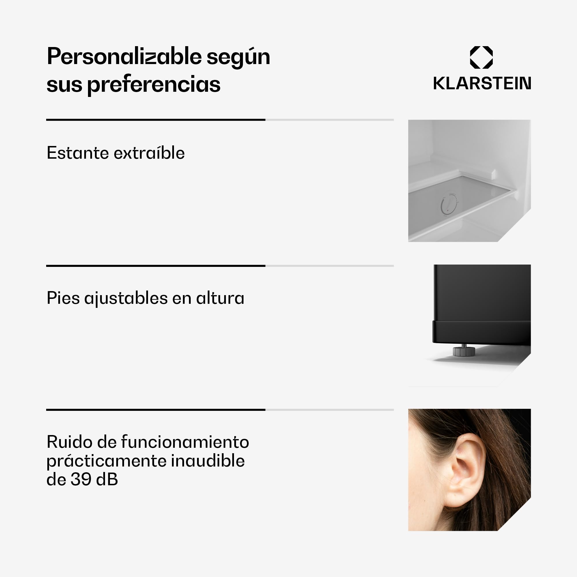 KLARSTEIN Irene Mini Nevera, 31L Nevera/Congelador Compacto Con Temperatura Ajustable -24°C A 10°C, Eficiente Energéticamente, Silencioso 38 Db Para Dormitorios & Espacios Pequeños