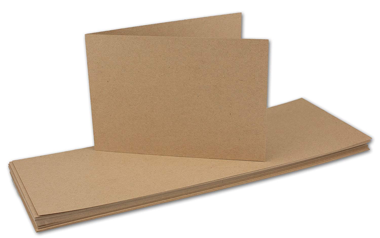 DIN A6 folded cards, landscape, colourful, happy, invitations - Menu cards - Blank, 30-Sand brown kraft paper, 25 cards