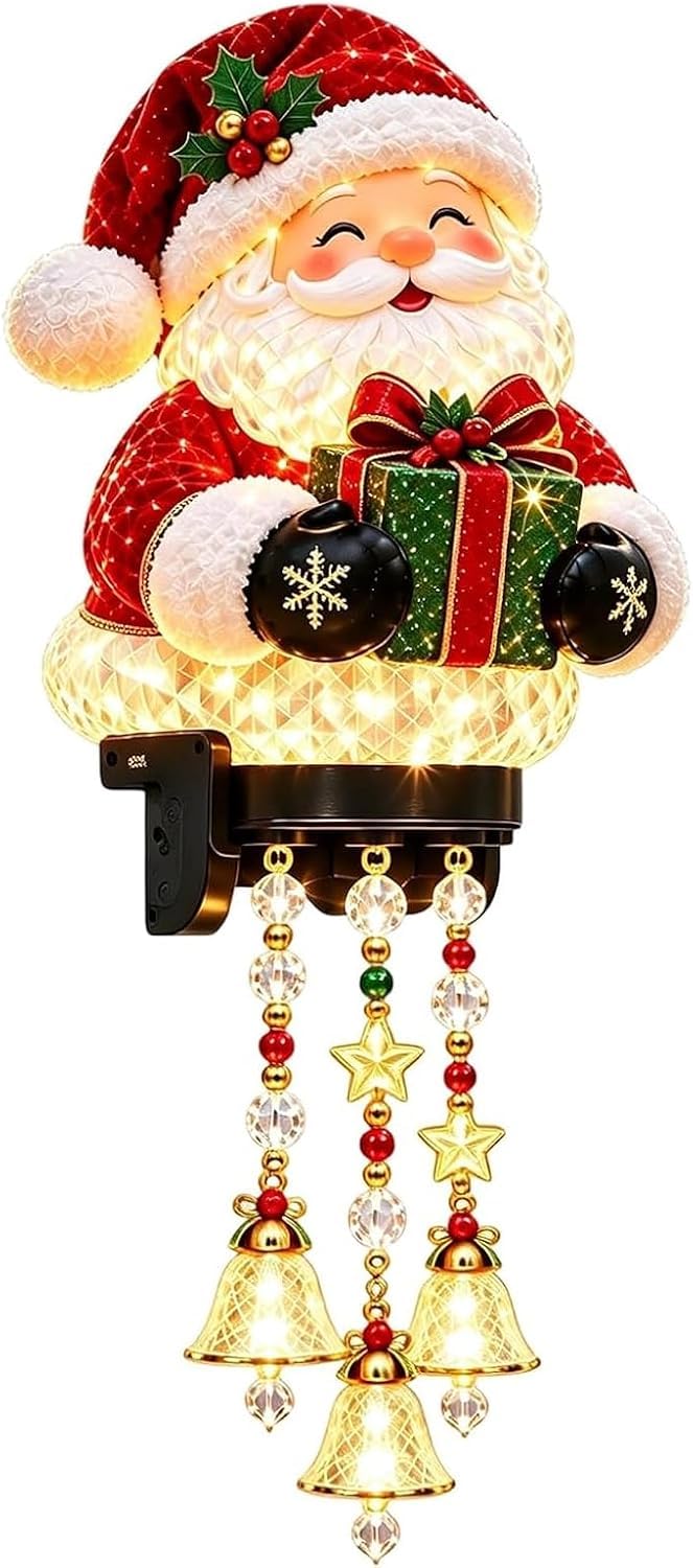 Christmas Porch Railing Lights with Glowing Ornaments