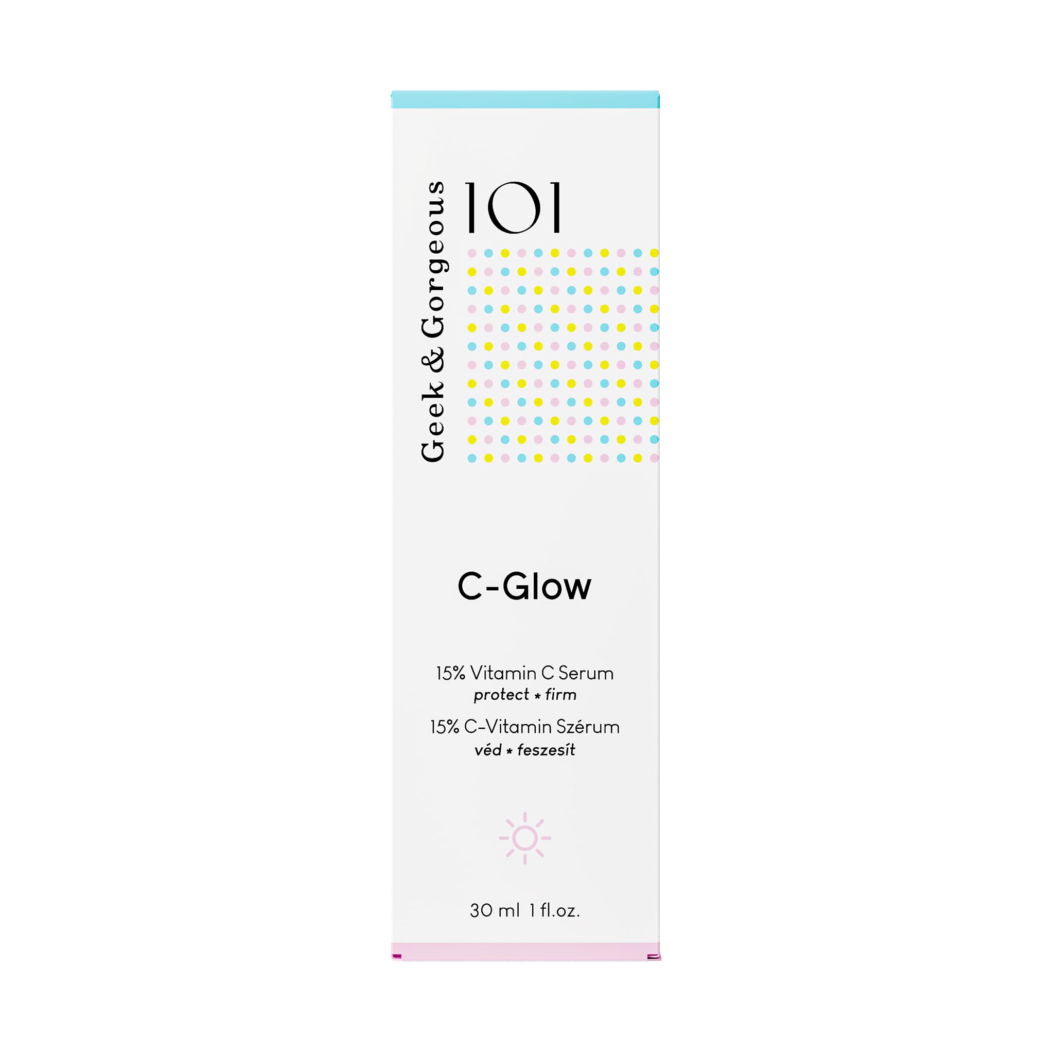 Geek & Gorgeous - C-Glow - Sérum à 15% de vitamine C + acide férulique & vitamine E, protège contre les dommages environnementaux, stimule le collagène & unifie le teint - tous les types de peau, Pack