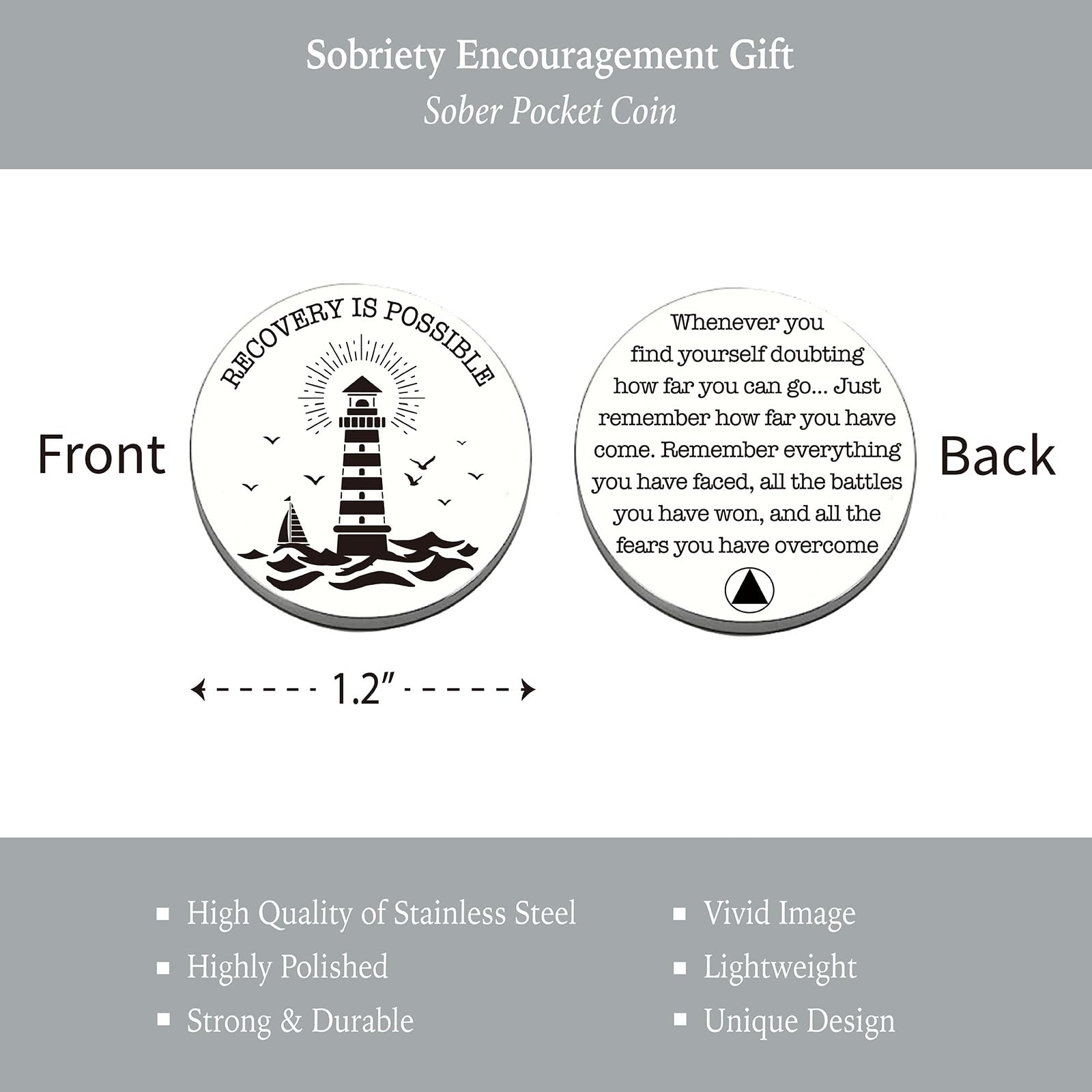 Sobriety Gifts Men, One Step at A Time Gifts Pocket Compass Black, Sobriety Pocket Token, Alcoholics Anonymous Gift, Inspirational Recovery Gift for Men from Addiction, Sober Gifts for Him Husband