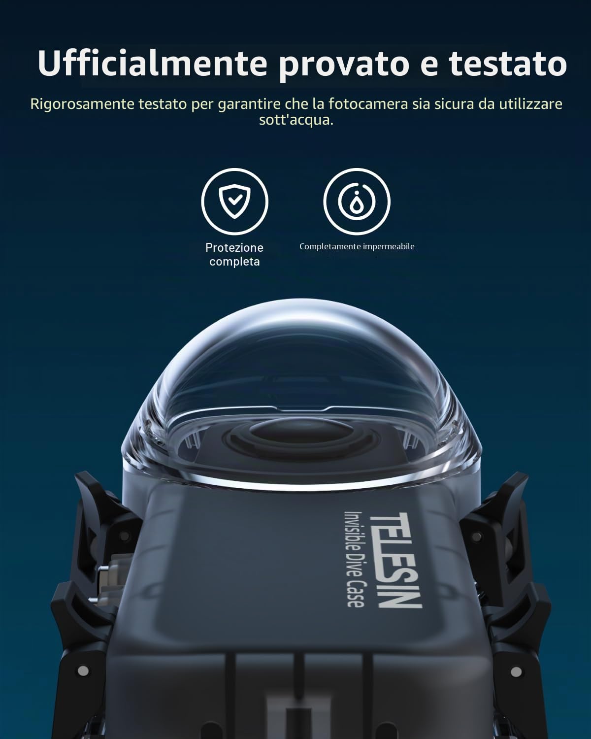 TELESIN Custodia impermeabile per Insta360 X4, Custodia subacquea fino a 50m/164ft, custodia subacquea protettiva per accessori per fotocamera Insta 360 X4, riprese subacquee versatili