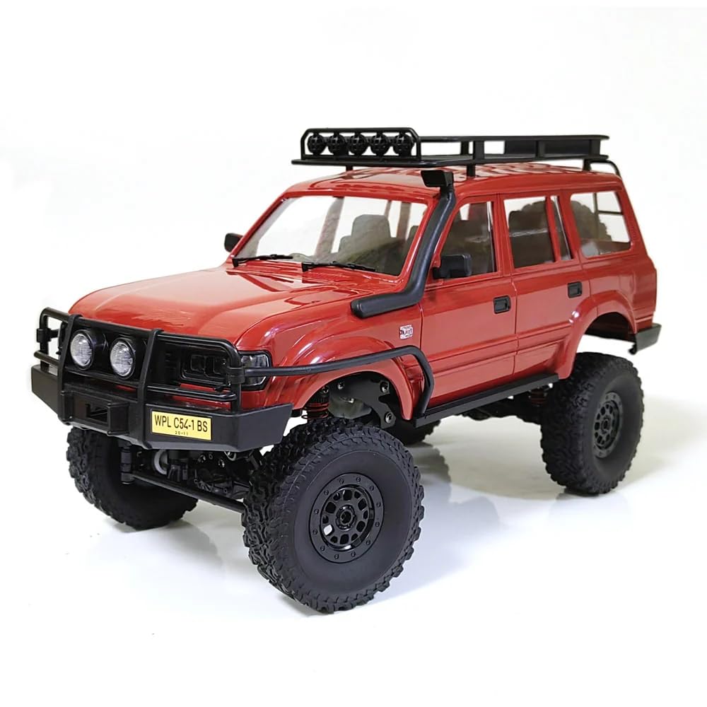 1/16 Scale RC Crawler, WPL C54-1 RTR RC Truck 4x4 Off Road RC Rock Crawler with Upgraded Chassis, 260 Motor New Gearbox and Batteries for Adults Hobby Toy (Red)
