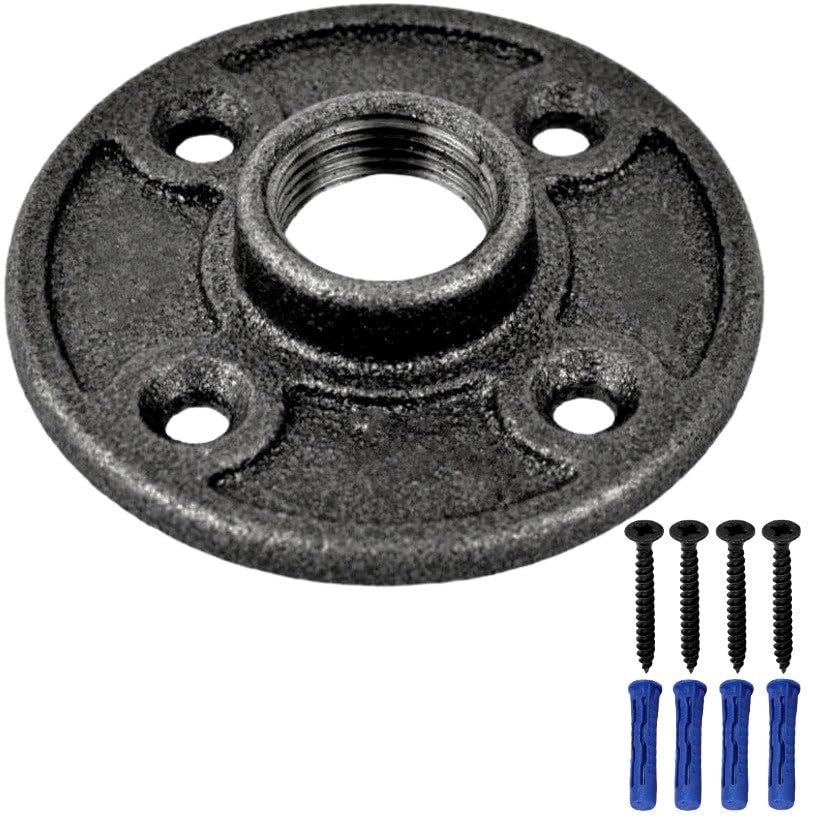 Home Invasion - Brida de suelo de 1/2 pulgadas, 15 x 21 mm, 4 agujeros, hierro fundido negro