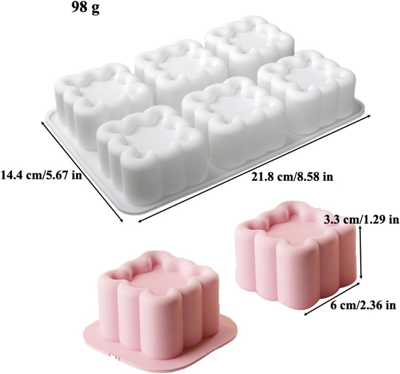 Concave Pattern Mold, Square Triangle, Heart-shaped Silicone Mold, Chocolate Cake, Dessert(6(95g))