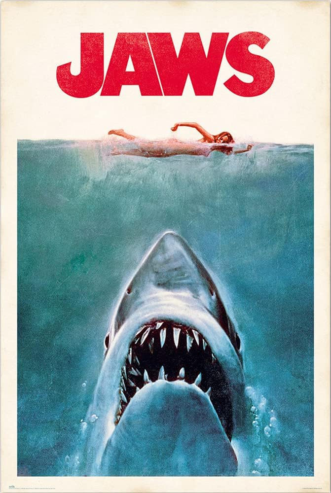 Jaws - Movie Poster (Regular Style - Retro/Vintage Design) (Size: 24" x 36")