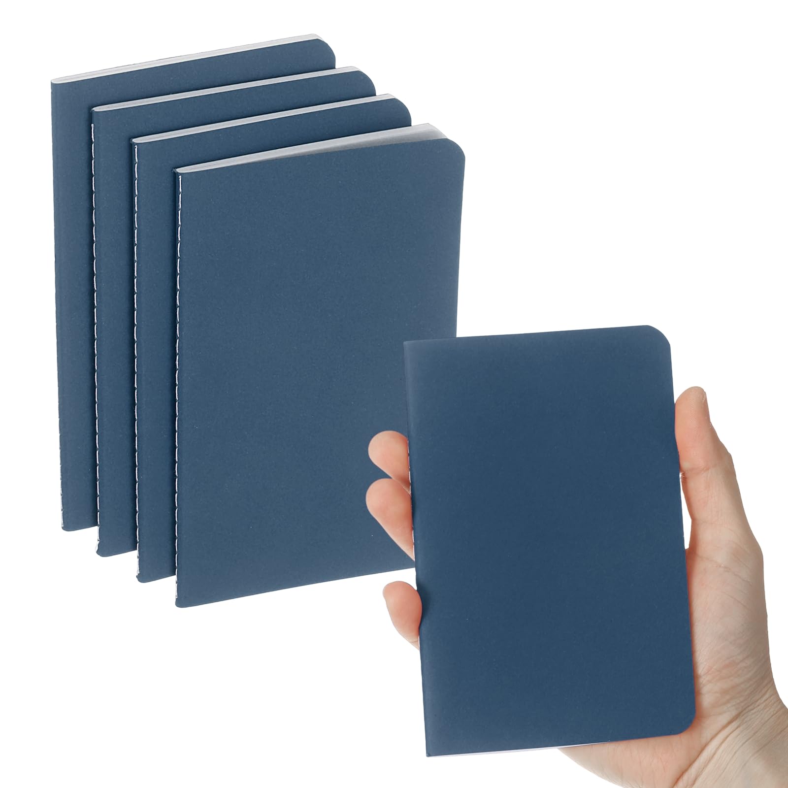 PATIKIL 4 Pack A6 Notebook, A6 Journal Mini Notebook Pocket Kraft Memo Notepads Lined Sketchbook Small 3.5x5.5 Inch 30 Sheets for Men Women Office Supplies Purse Travelers, Blue Tone