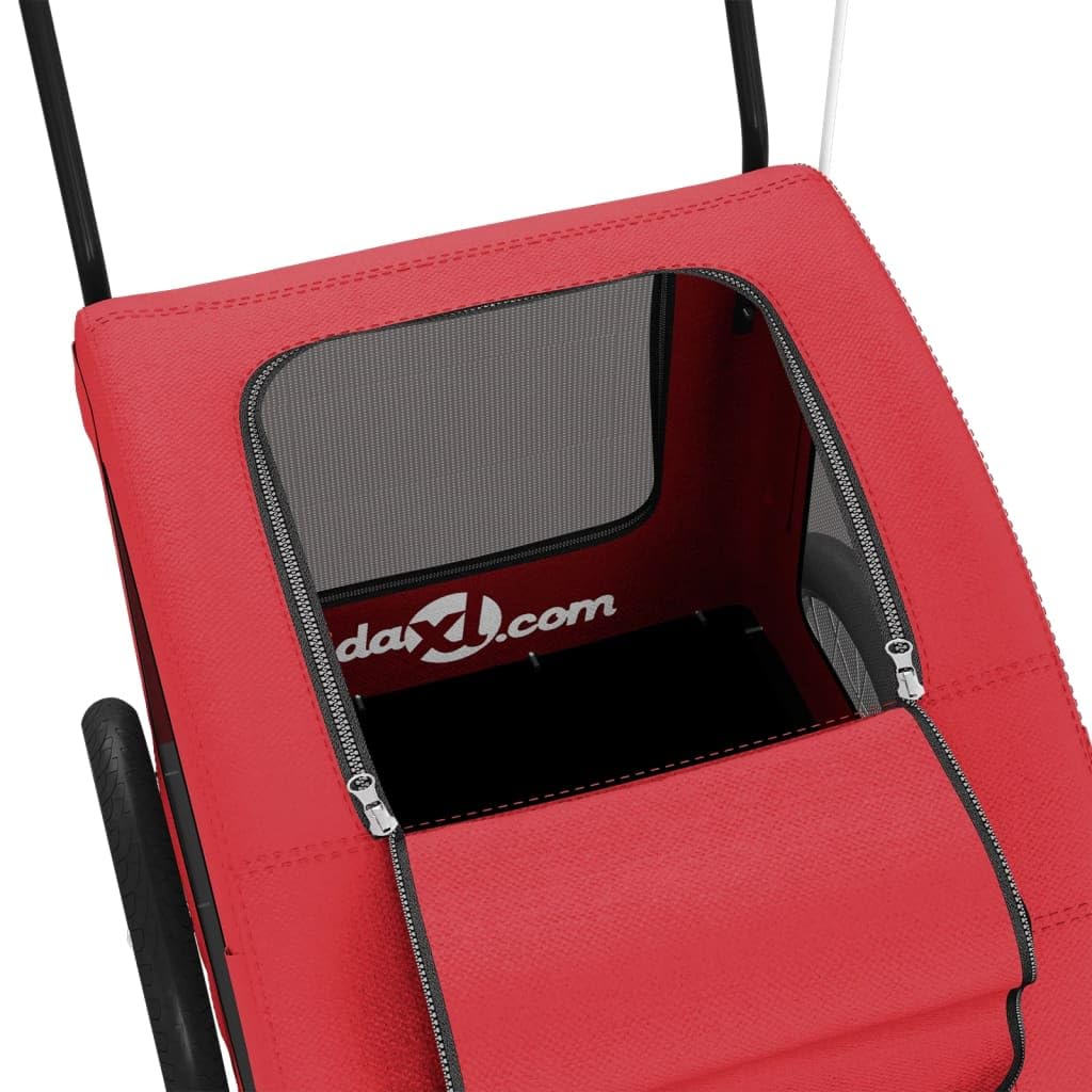 vidaXL Remolque de Bicicleta Mascotas Hierro Tela Oxford Rojo, Remolque para Bicicletas, Remolque para Mascotas, Carrito para Bicicletas