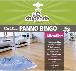 La Briantina Panno Pulizia per Pavimenti Bingo 2 in 1 in Microfibra e Cotone, a Tripla...