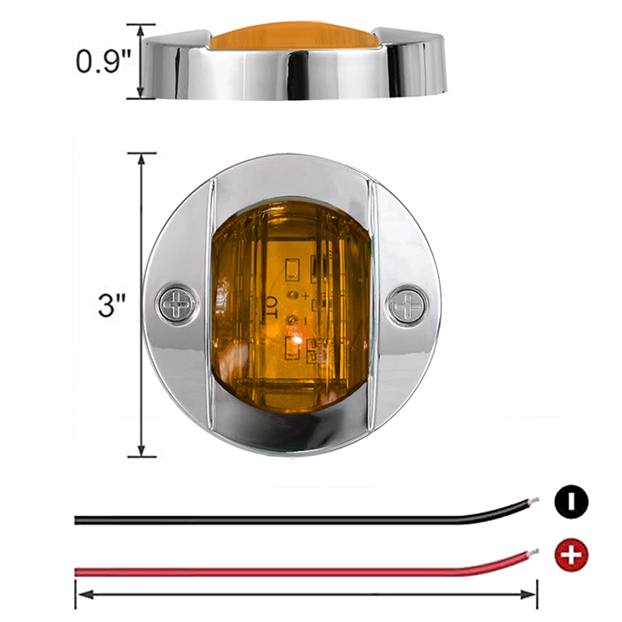 Lot De 4 Feux LED Intérieurs Pour Bateau – 12 V, 3 W, 6 LED, Rond 3 Pouces, étanches IP68 – Pour Pont, Cabine, Navigation