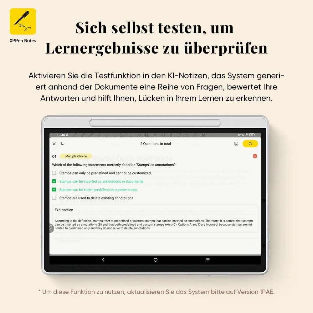 XPPen 10,95" Standalone Zeichentablett mit Display Magic Note Pad | Android 14, 3 Farb-Modi, 90 Hz Bildwiederholfrequenz, 16K Druckstufen, zum Denken, Schreiben und Lesen