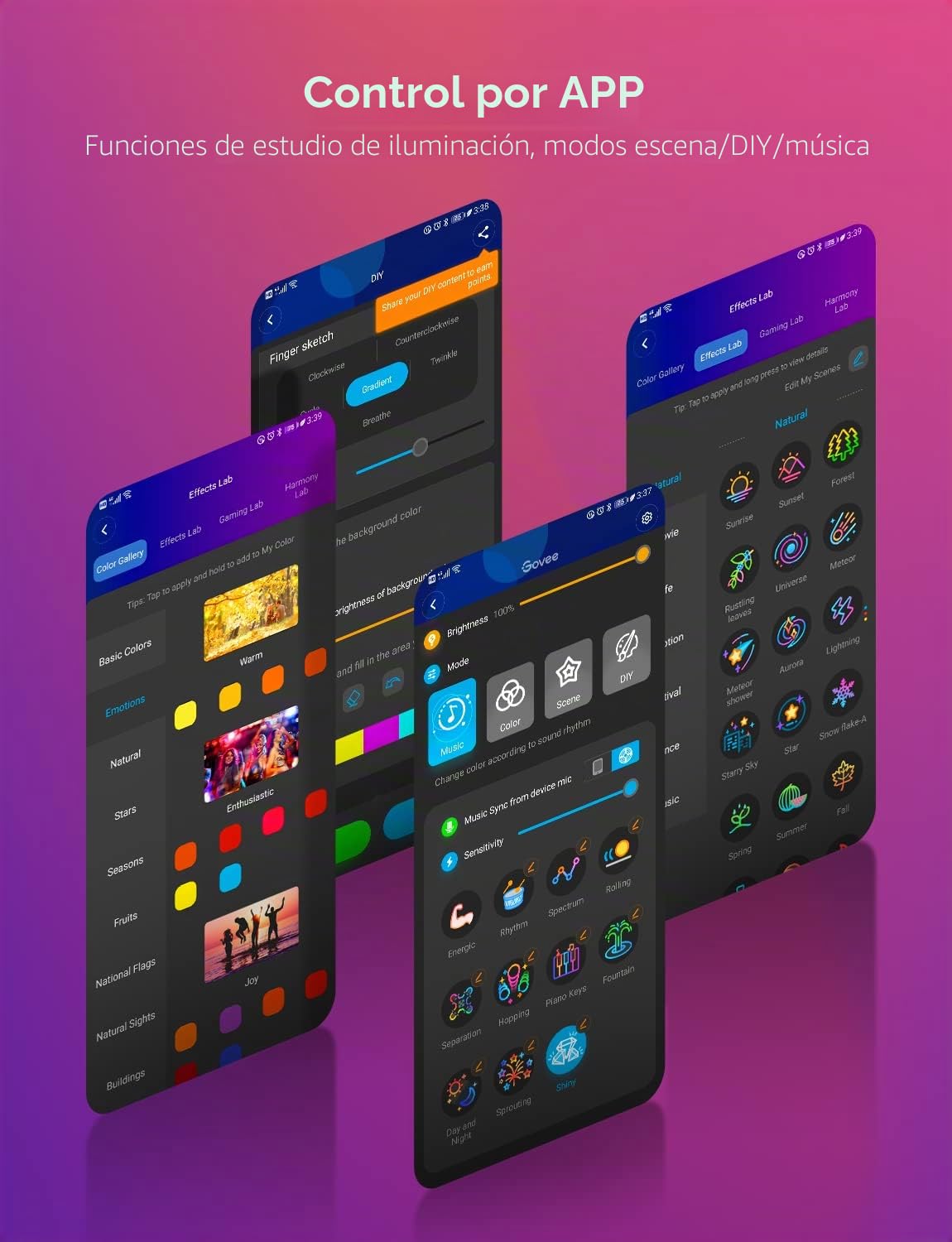 Govee Tira LED RGBIC Pro de 10 m, tira LED inteligente funciona con Alexa y Google Assistant, tira de luz recubierta, se sincroniza con la música, control de aplicaciones, cambio de color, adecuada