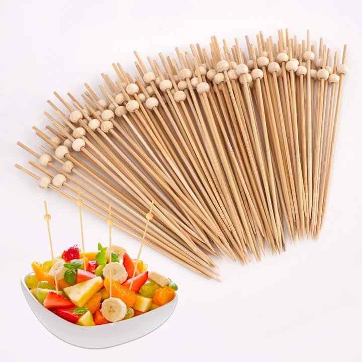 200 Pieces Cocktail Sticks 12 cm Wooden Sticks Toothpicks Wooden Skewers