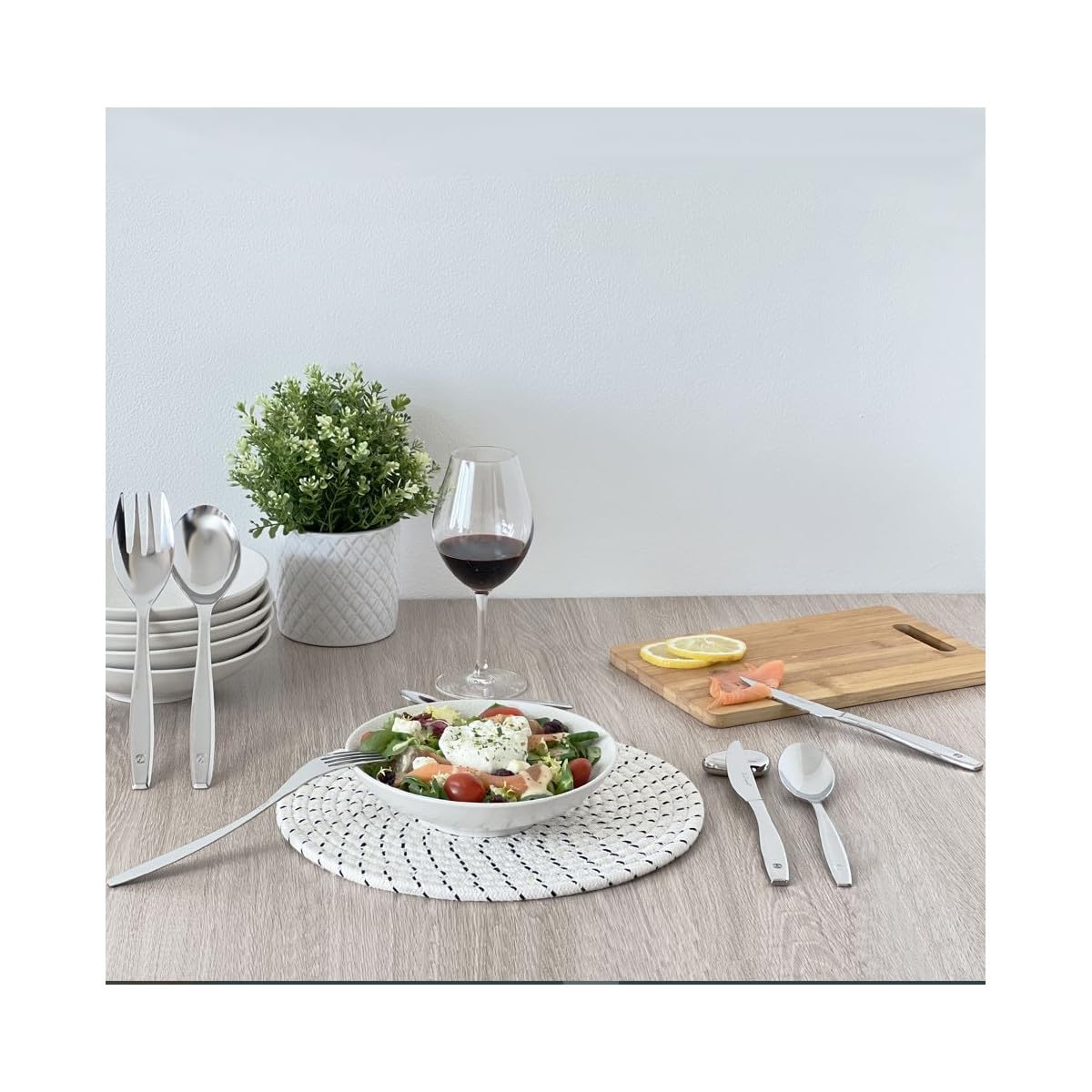 LOU LAGUIOLE - Set di 6 coltelli da bistecca - Set di - Figure - Acciaio 18/0 - Finitura Specchio - Lunghezza 222 mm - Lama 10 cm - Acciaio inossidabile