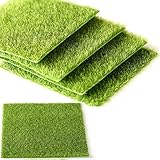 WSERE 5 Pieces Artificial Grass Landscaping Scenery Fake Turf Mat Rug Moss Decoration Grass...