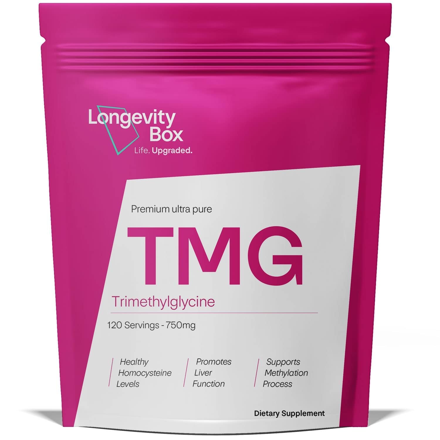 Ultra Pure TMG Supplement - 750mg x 120 Days Supply of Trimethylglycine As Betaine | Ultimate Homocysteine Supplements