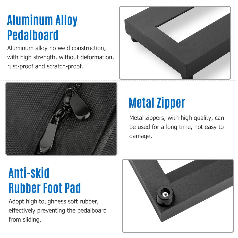 Tablero de Pedales de Efecto de Guitarra de tamaño pequeño Tablero de Pedales de aleación de Aluminio 15 × 4.9 Pulgadas con Bolsa de Transporte,Tablero de Pedal de Efecto de Guitarra