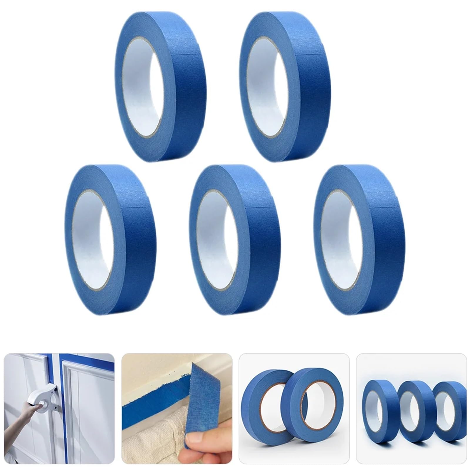 Cinta De Pintor 5 Rollos de Cinta Adhesiva for Pintar Suministros de Pintura automotriz Azul Artistas automotrices enmascarar Suministros de Coche a Granel Adhesivo para Pintar Y Decorar