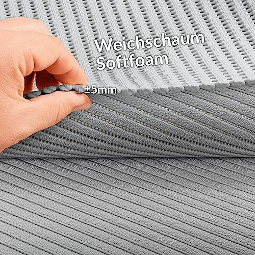 ANRO Badematte Weichschaummatte Bad- und Duschvorleger Antirutsch Badläufer Uni Hellgrau 100x65cm