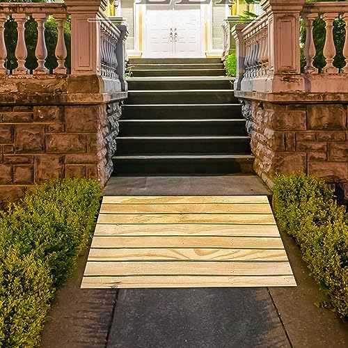 Portable Door Ramp Entry Ramp, Wooden Threshold Ramp for Doorways 2-6 Inch Rise, Non-Slip Wheelchairs Transition Ramps for Steps, Garage, Patio, Porch and Shed (Size : 12.1x11.8x3.5in/30.8x30x9cm)