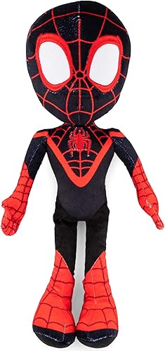 Jay Franco Marvel Spidey and His Amazing Friends Miles Morales - Almohada Buddy  Microfibra de poliéster súper suave, 17 pulgadas (producto oficial