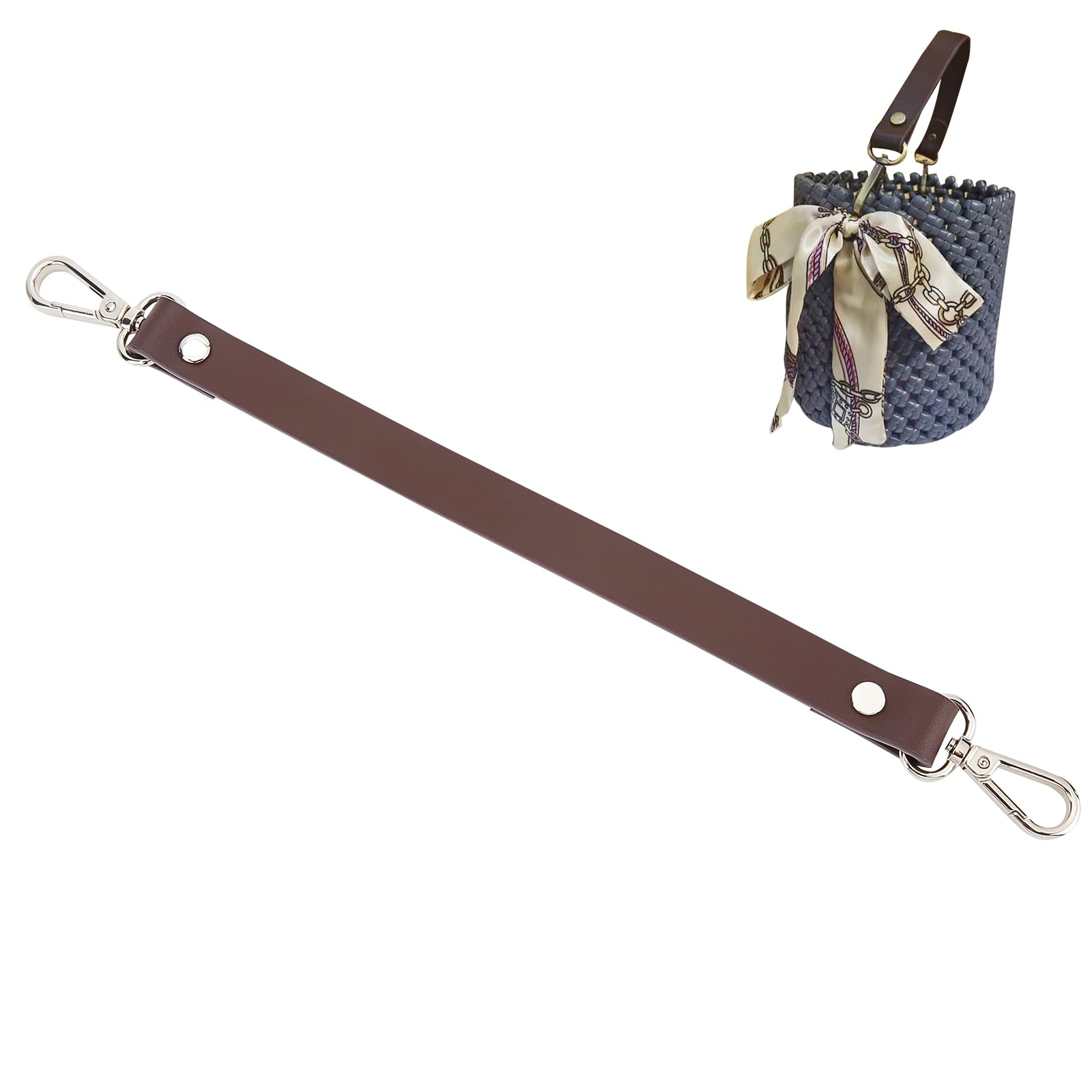 WADORN Cowhide Leather Purse Handle Strap, 13 Inch Leather Short Handbag Handle Strap Replacement Clutch Bag Handles DIY Bag Making Accessories for