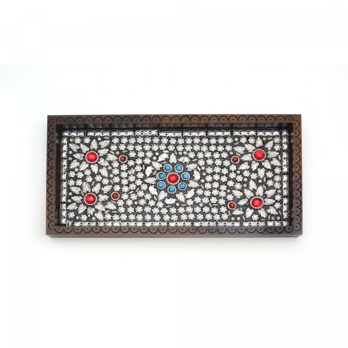 TARANG ARTS Decorative Wooden Serving Tray, Hand Wooden Tray for Coffee/Tea/Food Serving Tray (12 * 6 Inch) 1
