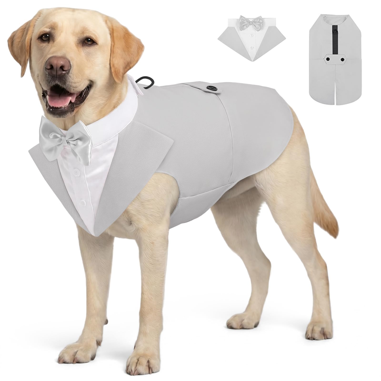 Costume de smoking pour chien avec gilet et bandana de fête, nœud papillon amovible chic