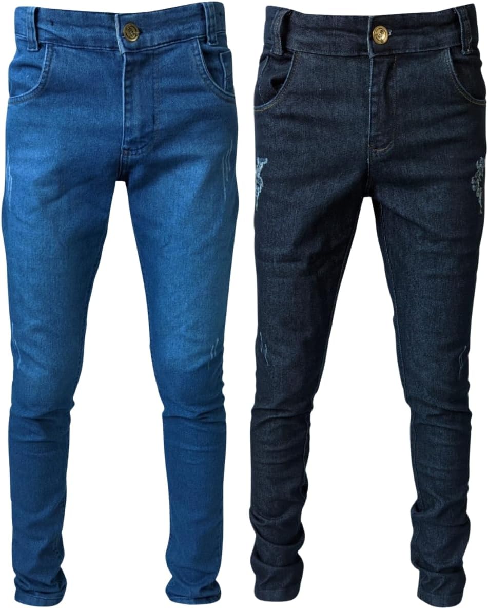 KIT 2 CALÇAS JEANS MASCULINA INFANTIL JUVENIL 4ao16 OCASIÕES ESPECIAIS