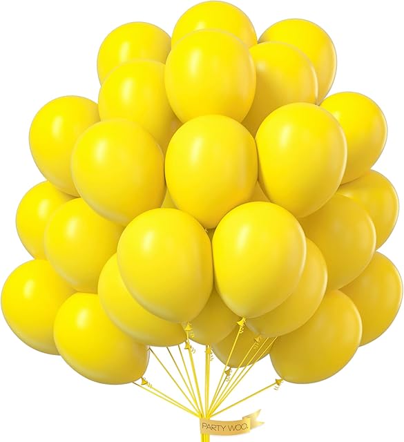 PartyWoo Yellow Balloons, 50 pcs 12 inch Latex Balloons, Yellow Balloons, Birthday Party Balloons for Sunflower Party Decorations, Construction Birthday Party Supplies, Tropical Party Decorations