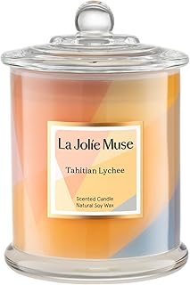 LA JOLIE MUSE Tahitian Lychee Candle, Candle Gifts for Women & Men, Natural Soy Candles for Home Scented, Luxury Jar Candles, 70 Hours Long Burning, 10oz