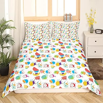 Erosebridal Kids Tie Dye Comforter Cover Queen Size, Pineapple Watermelon Duvet Cover Kawaii Fruit Bedding Set for Girls Boys Teens, Tropical Botanical Bedspread Cover for Bedroom Decor, Colorful 616zB0Y5vjL. SS400