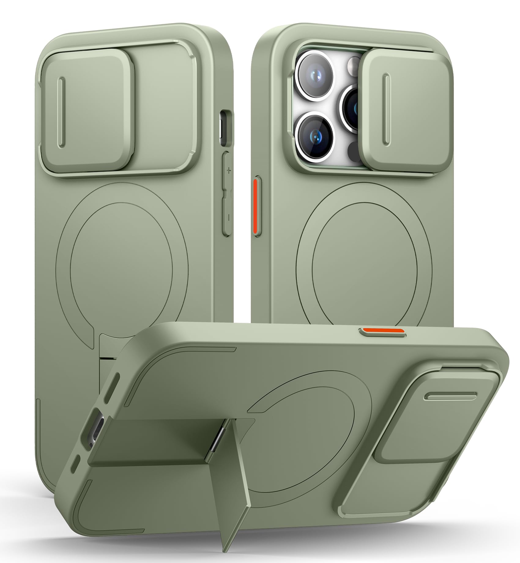 Photo 1 of SURITCH for iPhone 14 Pro Case with Magnetic Camera Slide Cover and Adjustable Kickstand, Compatible with MagSafe, Shockproof Bumper Case Slim Protective Cover for iPhone 14 Pro 6.1 Inch, Green