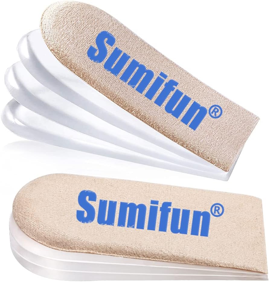 Sumifun Heel Lift Inserts, Size L Gel Shoe Heels Inserts for Women, Adjustable Orthopedic Heel Pads for Heel Pain and Leg Length Discrepancies, Heel Cups 1/4" 1/2" 3/4" (1 Pairs)