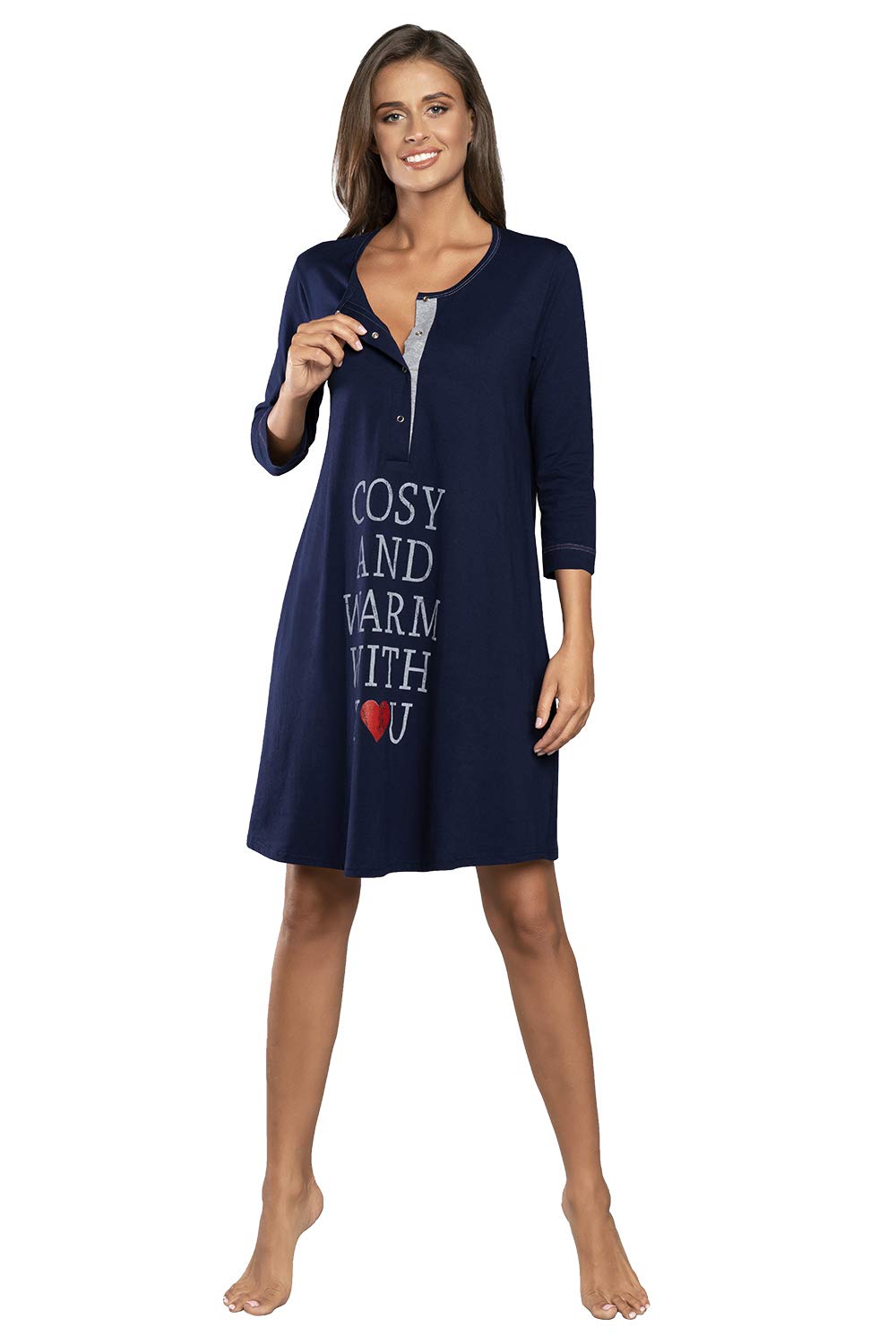 Italian Fashion Chemise de Nuit Allaitement | Pyjama Grossesse et Maternité | Pyjama Femme Enceinte pour la Maison et l’Hôpital | Tenue Maternité Accouchement avec Fermeture S-XXL