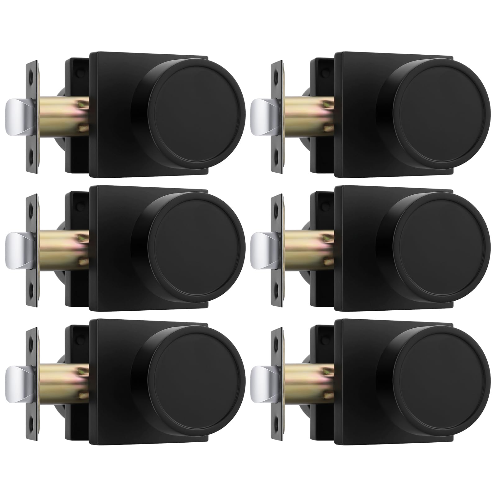 Goldenwarm Passage Matte Black Closet Door Knobs Interior, 6 Pack