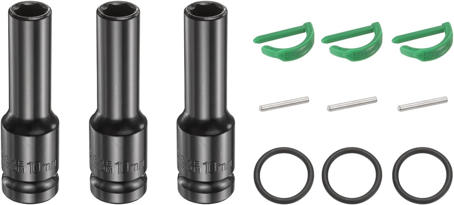 HARFINGTON 3pcs 6 Point Deep Impact Socket 1/2" Drive 30mm Metric Standard Socket Cr-Mo Steel Spindle Axle Hex Nut Bolt Sockets with Rubber Ring Locking Pin